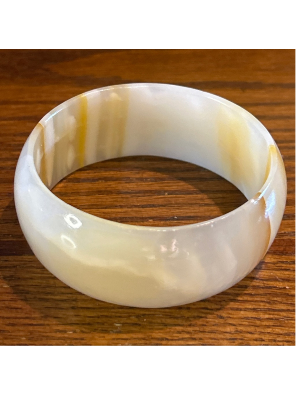 Stunning VINTAGE BANDED AGATE WIDE BANGLE BRACELET size 7